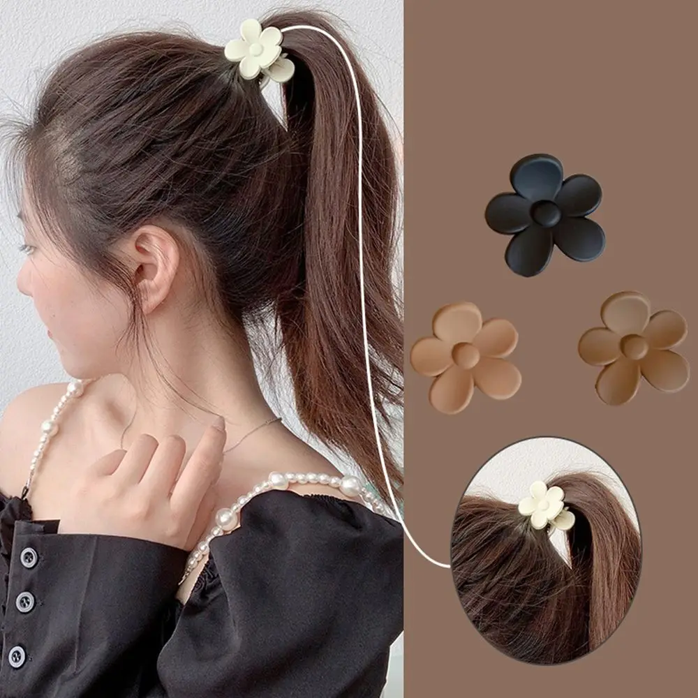 Matte Effen Kleur Mode Design Temperament Bloem Haarklauw Paardenstaart Houder Koreaanse Stijl Haarclip Vrouwen Haaraccessoires