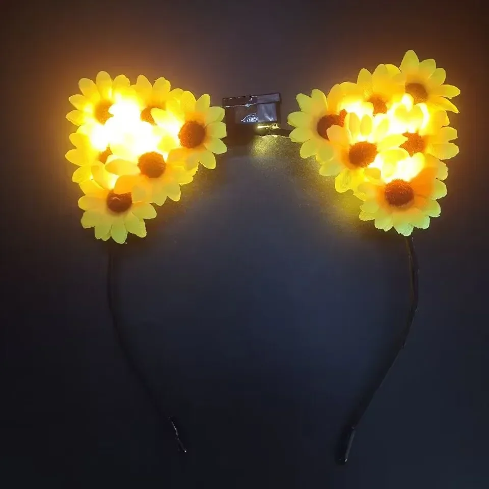 

Женская повязка на голову с цветком дьявола и светящейся вспышкой для девочек, аксессуары для волос для косплея, светящийся подарок на день рождения, свадебный фестиваль