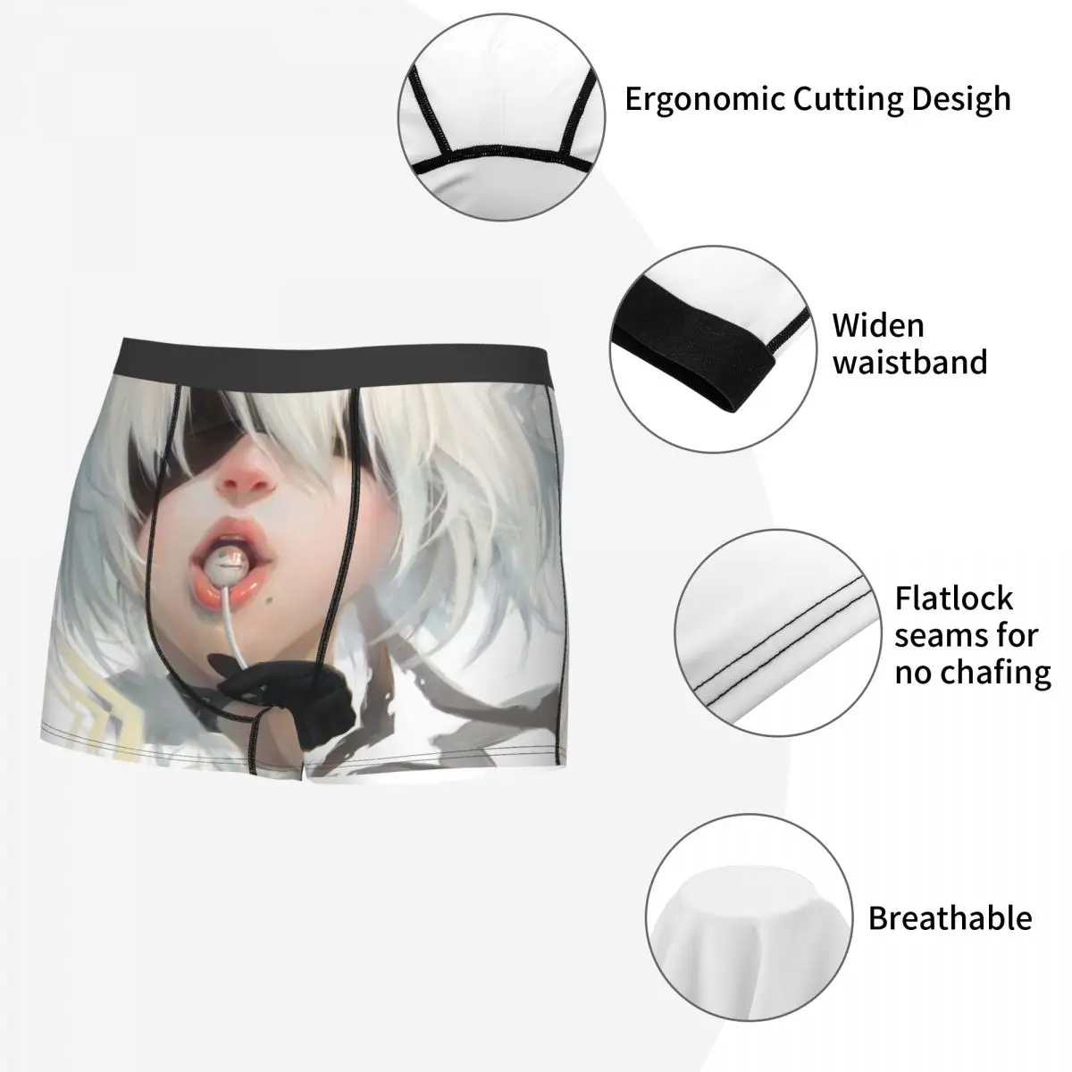 2B Lollipop Nier Automata Heitai Girl Game Underpants Homme Panties Man Underwear Sexy Shorts Boxer Briefs