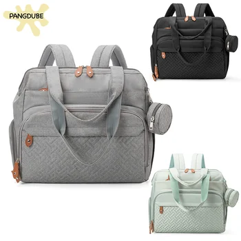 PANGDUBE Large Size Mom Dad Backpack Baby Diaper Bags with Pacifier Bag Nappy Bag for…