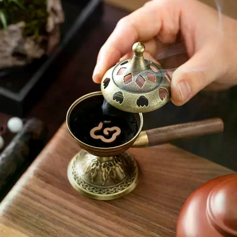 Rotating Handheld Stove Incense Burner No Sticky Powder Pear Account Incense Pan Fragrance Long-lasting Incense Burner