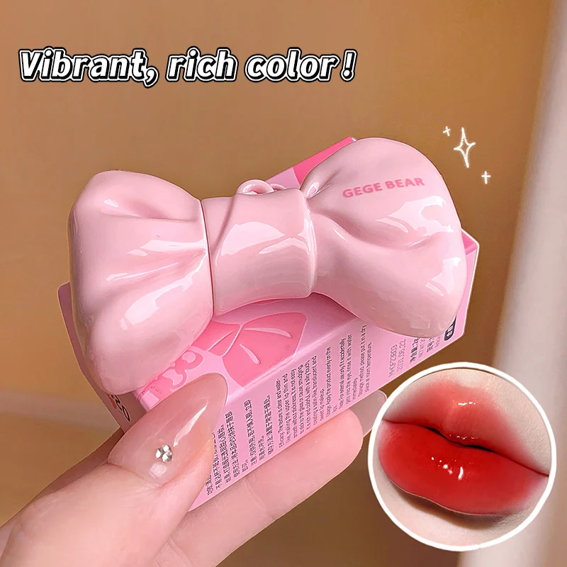 GEGE BEAR Bow Lip Gloss Non-Sticky High Shine Moisturizing Tinted Lip Oil Long Lasting Plumping Glossy Lip Tint Keychain Makeup view 6