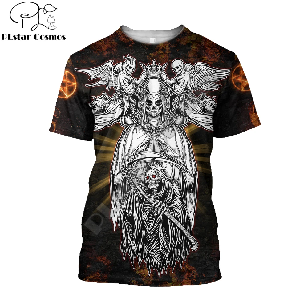 

Hot Sale t shirt Skull Satanic Tattoo Pattern 3D Printed Mens Summer O-Neck Short sleeve Unisex Casual sports T-shirt 8 styles