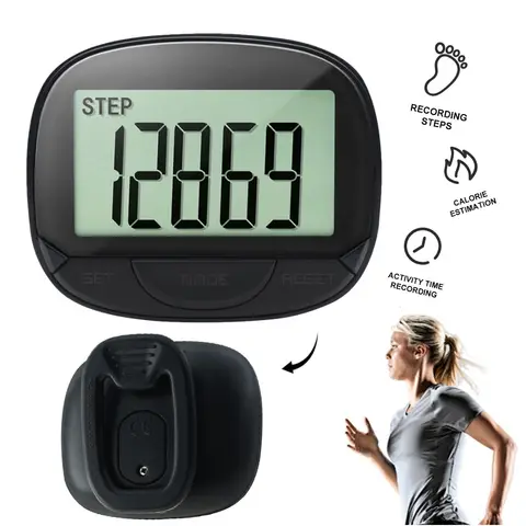 Portable Pedometer with Clip LCD Step Counter Tracker Digital Display Simple Step Tracker Large Screen Multifunctional Counter