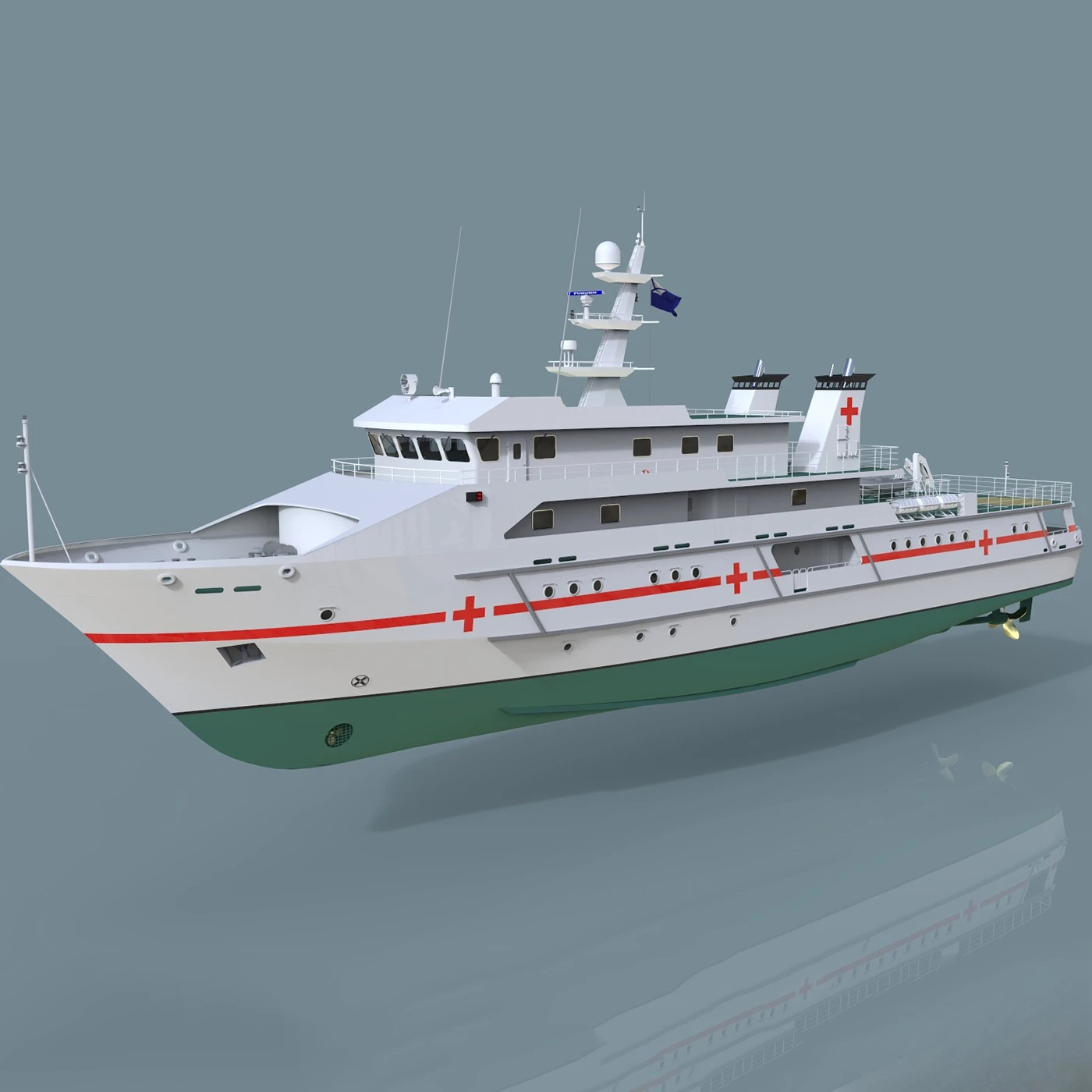 120cm RC Boat Dual Motor Voyage Medical Ship Remote Control Ships High Precision 3d Printing RC Schiffe Model Kit Ship Toy Gift