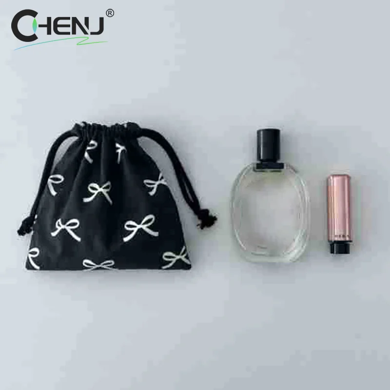 Bow Knot Drawstring Bag Cosmetic Storage Pouch Women Wallet Sweet Kawaii String Mini Pouch Girl\'s Portable Cosmetics Storage