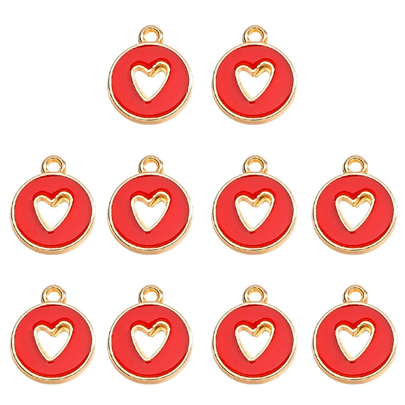 WZNB 20pcs Oil Dripping  Love Charms Alloy  Peach Heart Tag Pendant for Jewelry Making Earrings  Bracelets Decorative Pendants