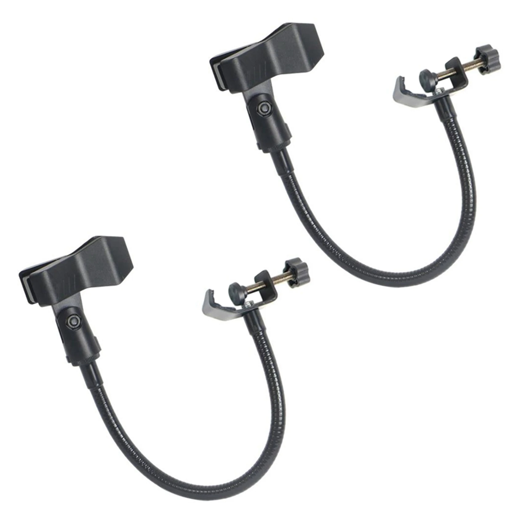 Efficient 2X Flexible Gooseneck Microphone Stand With Desk Clamp For Radio Broadcasting Studio, Live Broadcast Equipment