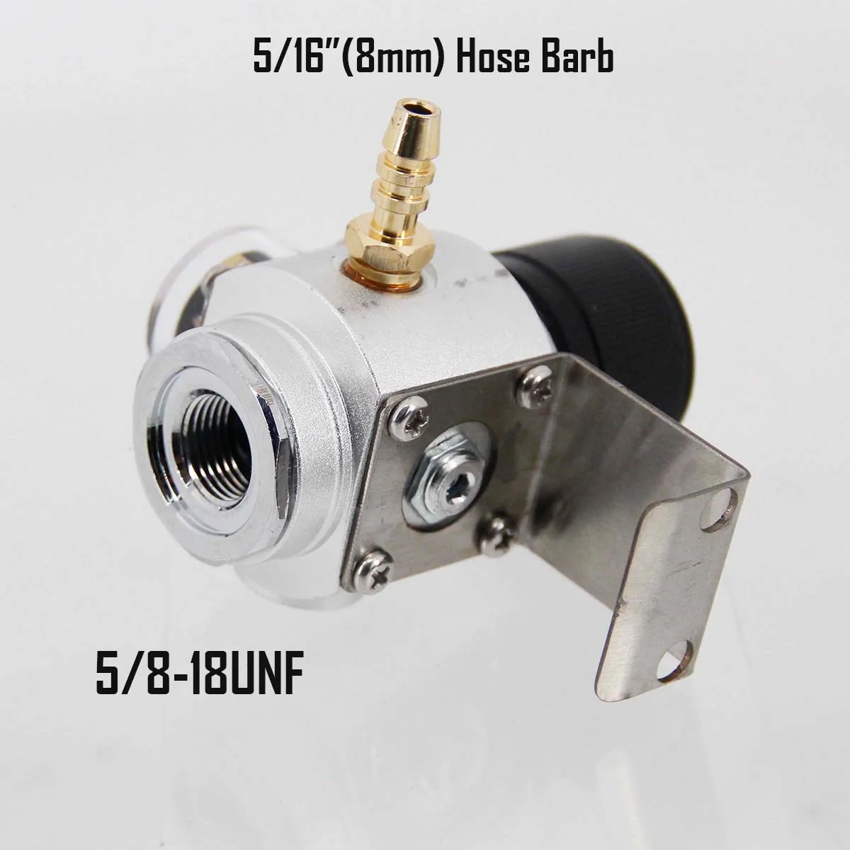 Adjustable Single Knob Co2 Regulator 30psi with Mounting Bracket 8mm Hose Barb Use with 5/8\