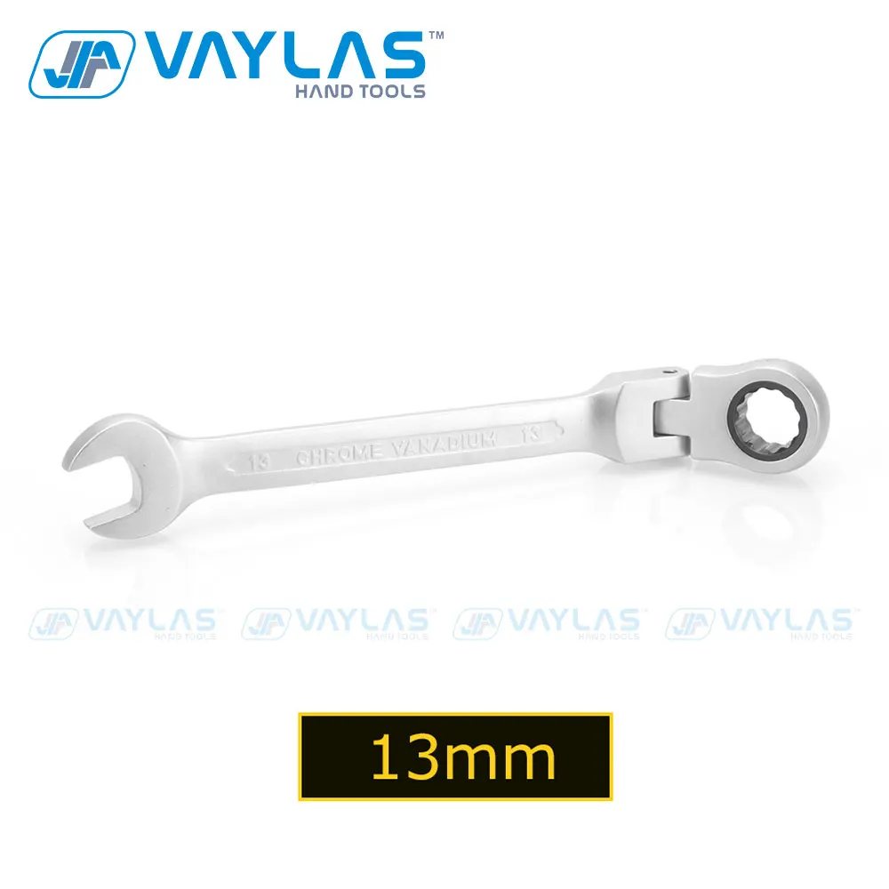 VAYLAS 13mm Dull Polished Combination Wrench Flexible Head 72T Ratchet and Open End High Torque Spanner Repair Hand Tool