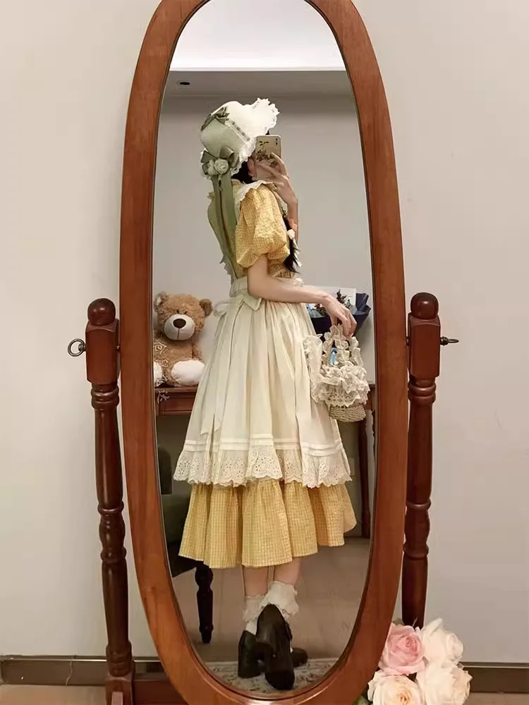 Ретро Лолита сращенный комплект из двух предметов для похудения белый сладкий дизайн Ele Sensation Small ence Dr для молодых женщин