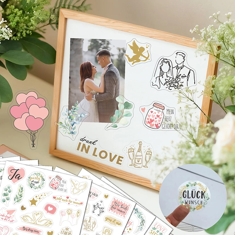 230 قطعة/8 ورقة ملصقات سكرابوكينغ ذاتية الصنع لزينة الزفاف الشفافة لدفاتر الزوار ملصقات الحرف الفنية #5