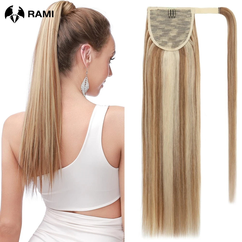 

Women Ponytail Hair Extensions Human Hair Ponytails Blonde Wrap Around Clips in Hair Extensions Straight Ponytails Human Hair