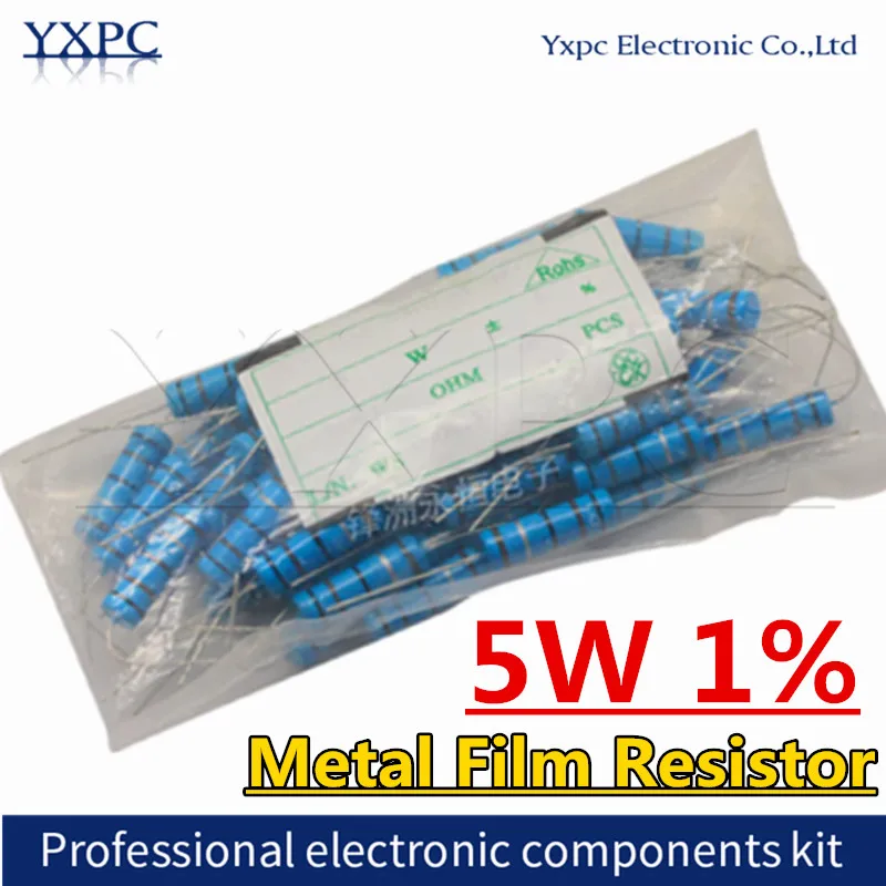 10pcs 5W 1% Tolerance Metal Film Resistor Assorted Pack 1K Ohm to 10M Ohm Range 1.2K 1.3K 3.3K 10K 22K 33K 120K 360K 18K 390K 47