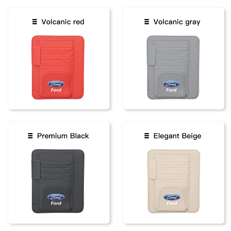Car PU Leather Sun Visor Sunglasses Ticket Card Storage Bag Accessories For Ford ST Line Focus Fiesta Puma Ranger Kuga MAX F150