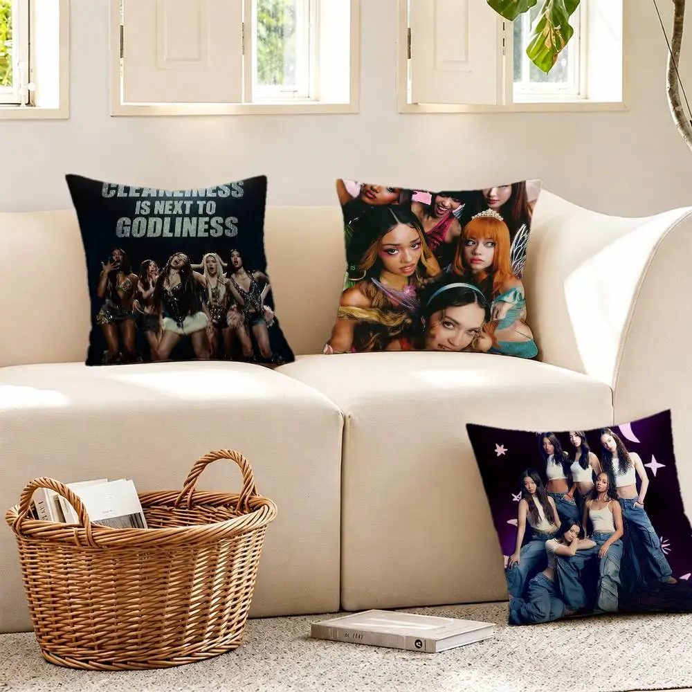 K-Katseye Group Pillow Case for Sofa Living Room Home office Decor Protective Cover