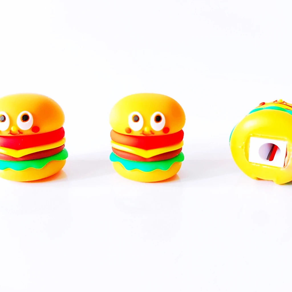 Kawaii tužka ořezávátko kreativní roztomilá hamburger francouzský hranolky tužka stříhání stroj domácí škola úřad zásoby