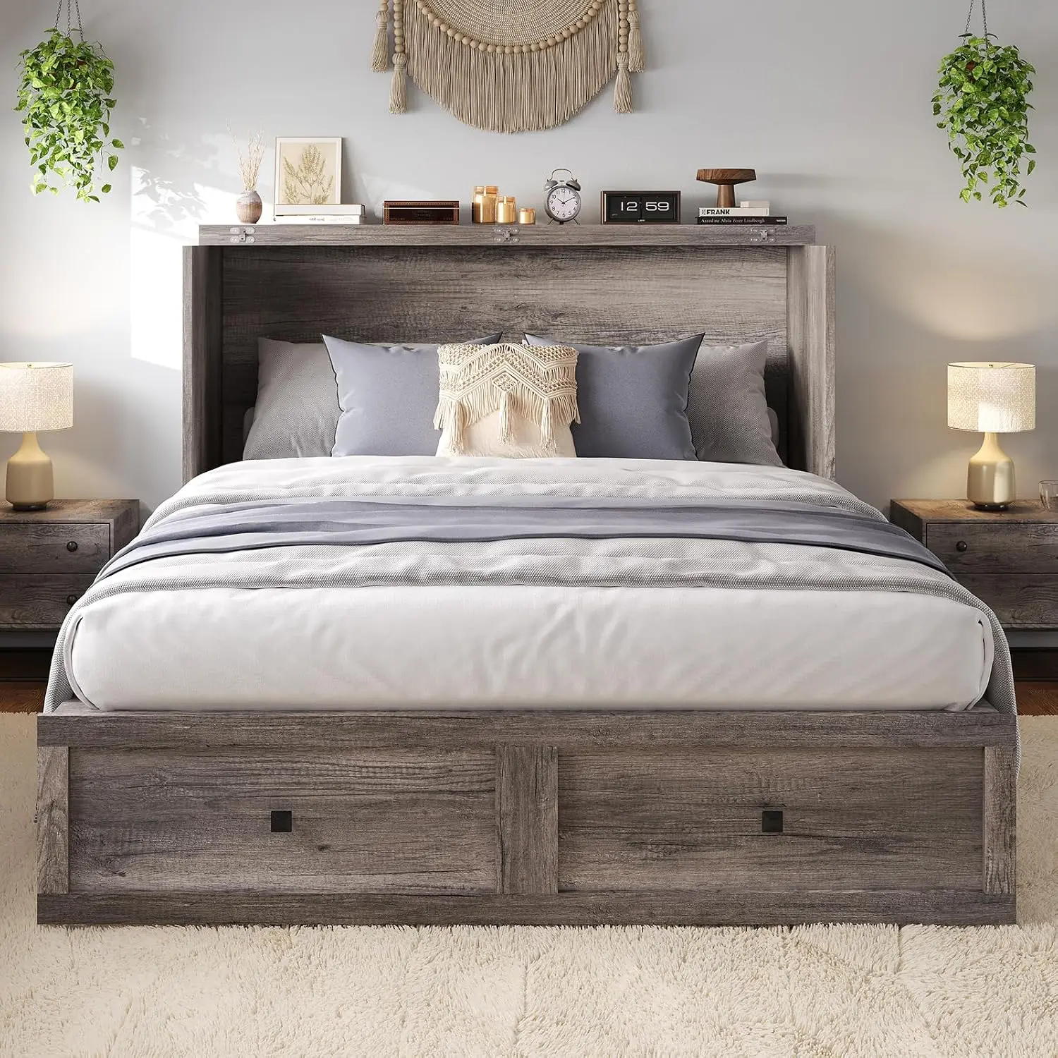 Full Size Wall Bed with USB Charging Station, Customized