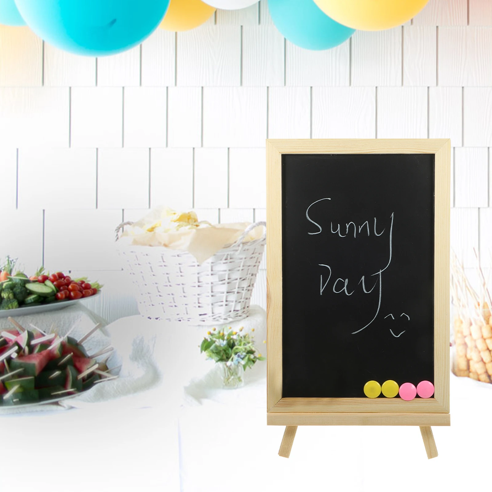

1 Set Desktop Blackboard Stand Wooden Message Board Multifunctional Writing Drawing Sign Display Buffet Party Chalkboard For