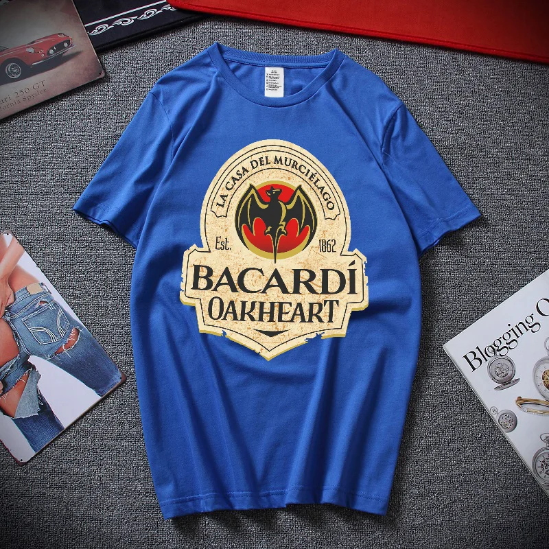 Summer New Cotton Tshirt For Man Oversized O-Neck Tees BACARDI 3D T Shirt Casual Streetwear Male\'s Short Sleeve Clothing Tops