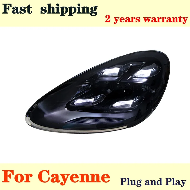 

One Set for Porsche Cayenne Head light 2011-2014 Headlights Cayenne DRL Turn Signal High Beam Angel Eye Head Lamp