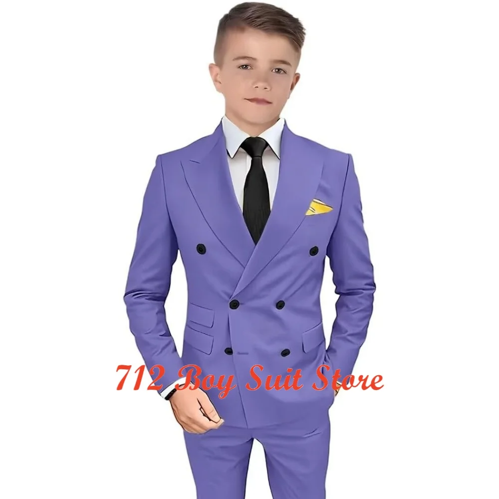 

Formal Boys Suit Double Breasted Jacket Pants 2 Piece Set Peaked Collar 2-16 Years Old Kids Wedding Tuxedo