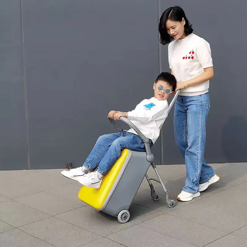 Valise à Main de Grande Capacité avec Siège Portable pour Enfant, Chariot de Poussette de 20 Pouces, Boîte d'Embarquement