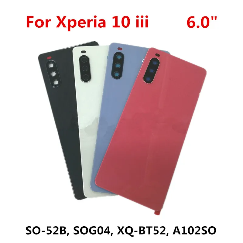 

Back Cover For Sony Xperia 10 III Xperia10iii 6.0" Housing Battery Door Repair Replace Rear Case + Logo Camera Lens