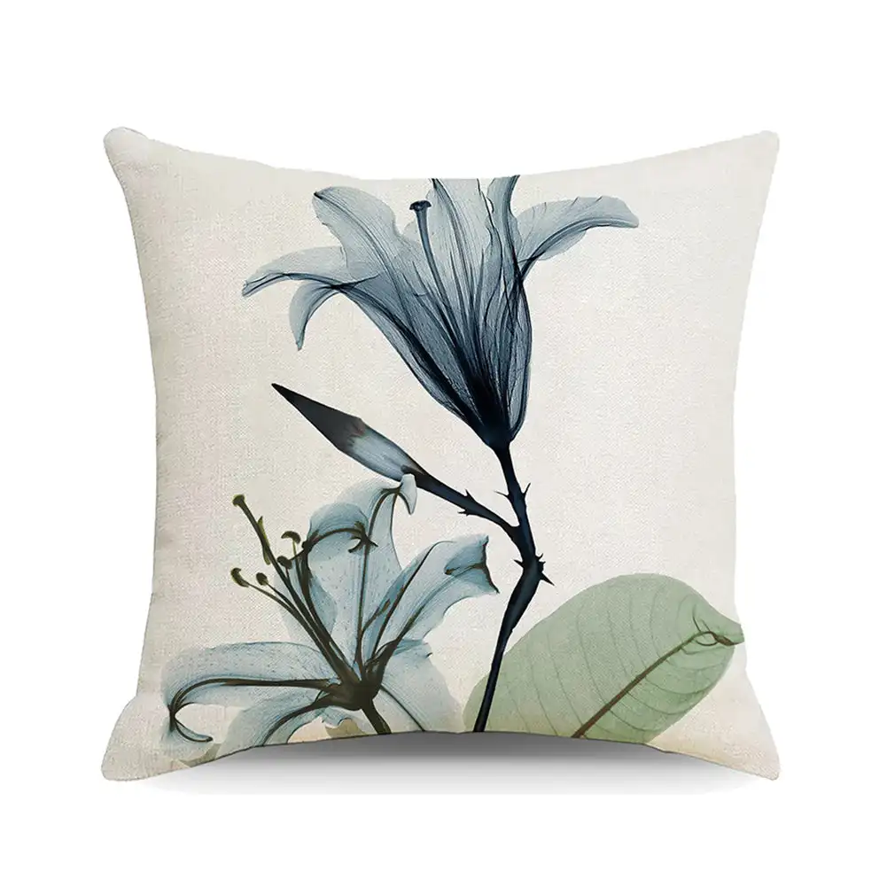 18 X 18 Inch Japanese Vintage Flower Throw Pillow Case Cushion Cover Cotton Blend Linen Square Decorative Pillowcase Home Decor