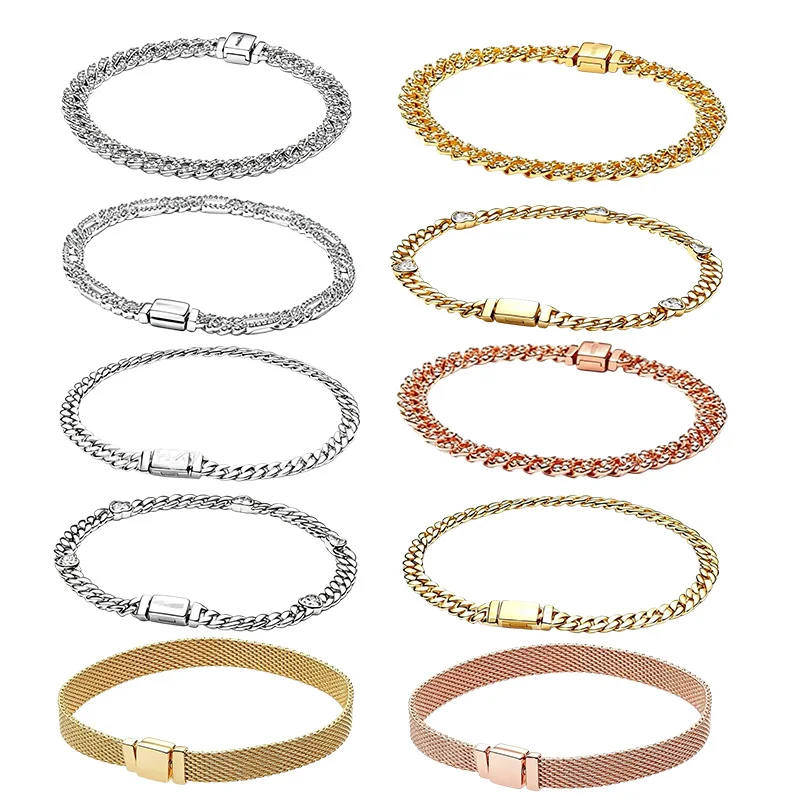 2026 Popular High end New 925 Silver Multi color Versatile Mesh Chain Bracelet Party Gift Preferred