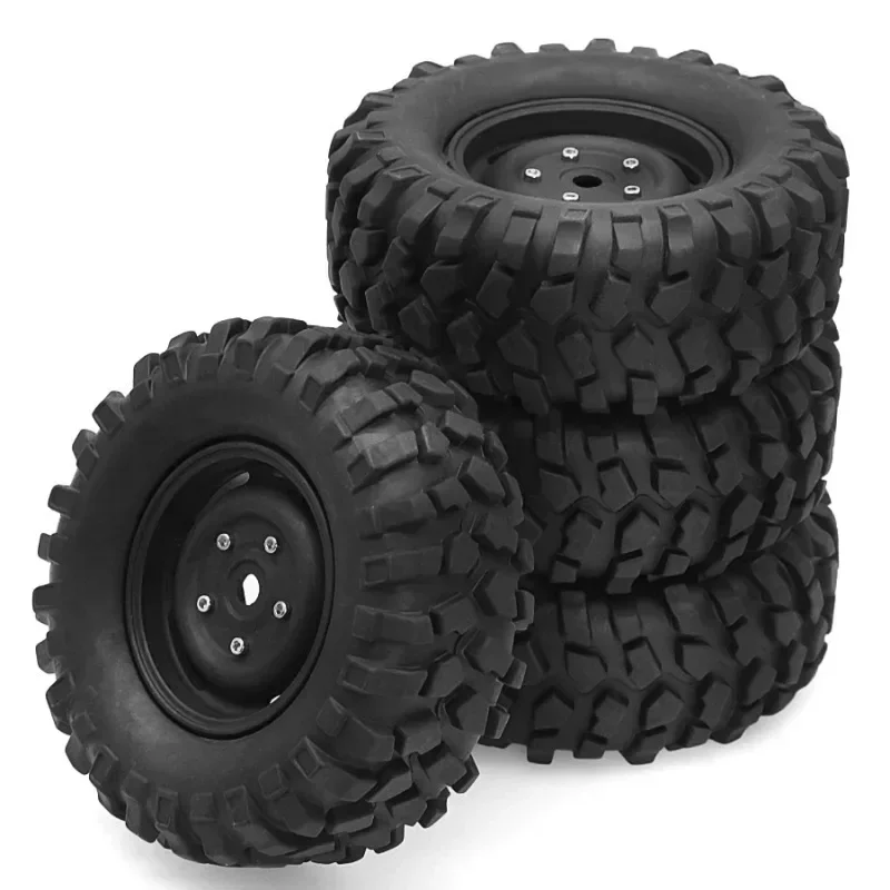 1.9 Inch RC Crawler Tires & Rims Set for SCX10 D90 TRX4 - 95mm Soft Rubber Treads with Deep Lugs 12mm Hex - Unbonded