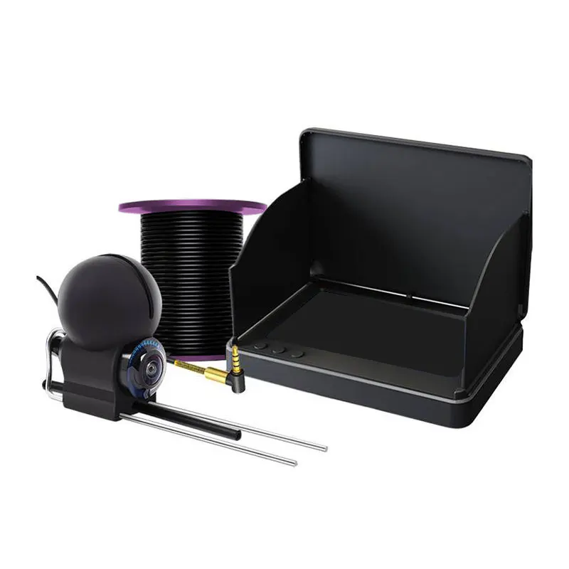 Портативный эхолот для воды, портативный 1080P, 4,3-дюймовый ЖК-эхолот, подводный 220 °   Рыболовная камера с ночным видением