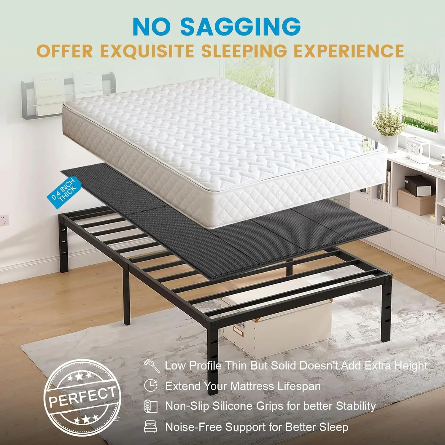 King Size Bunkie Board, 76 x 80 Inches, 10 mm H-Strength Ribbed Bed Boards