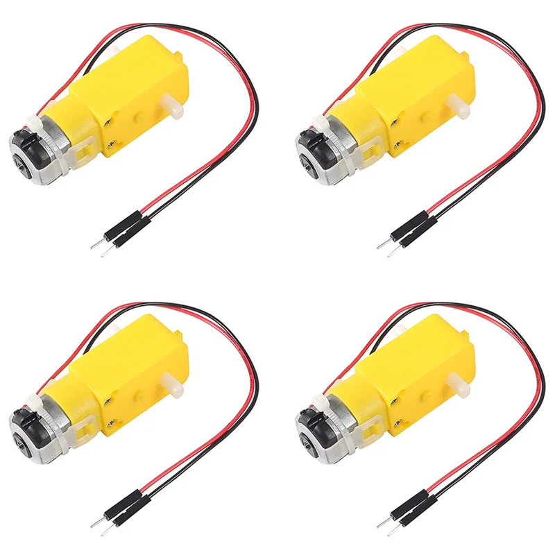 4pcs/lot TT Motor DC Gearbox Motor With Wire Dual Shaft 200RPM DC 3-6V Gear Motor Suitable for Arduino DIY Smart Car Robot