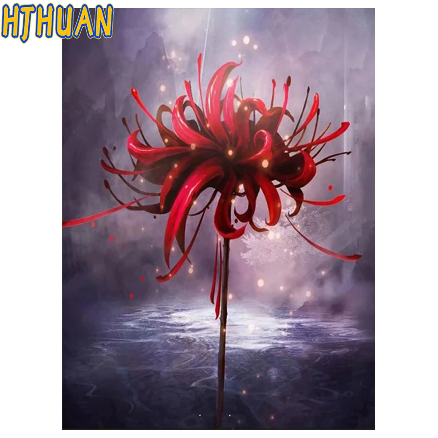 Diamond Painting Flowers of the Underworld, Full Round, Square Picture, Mosaic, Lycoris Radiata Flower, Cross Stitch, Home Decor