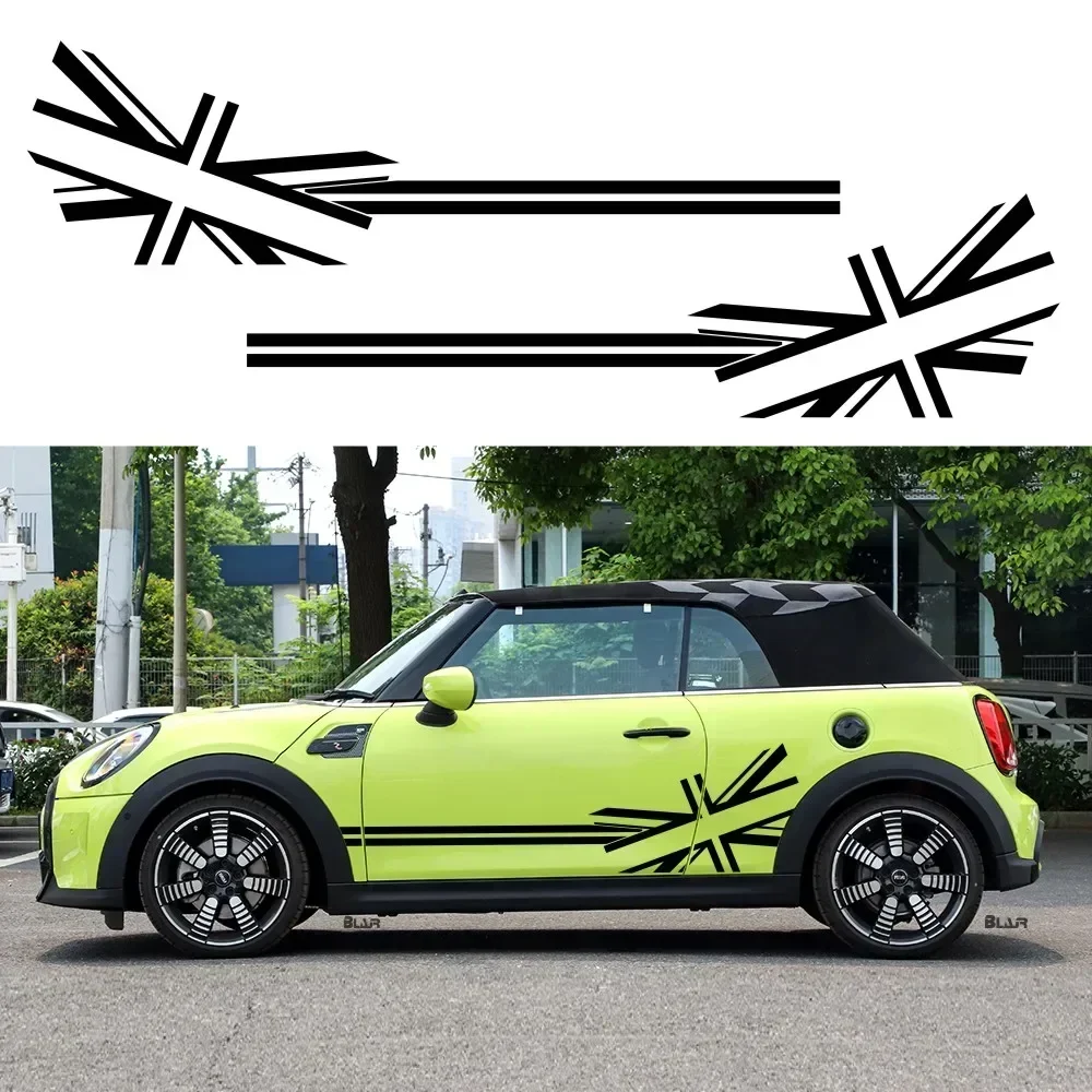 

2PCS Fashion racing stripes graphics car stickers For Mini Cooper S JCW R55 R56 R60 R61 F54 F55 F56 F60 Countryman Accessories