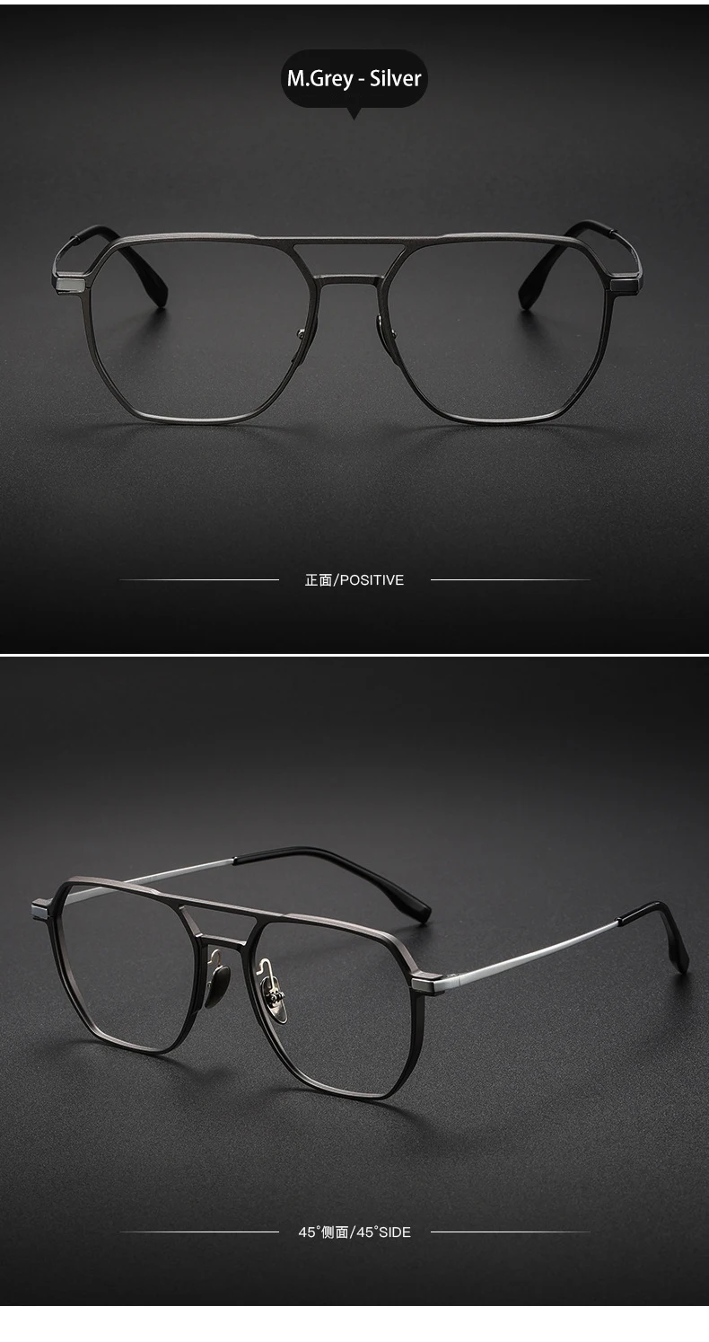 VICKY Large Frame Aluminum Frame Titanium Business Anti-Blue Light Reading Glasses Men Ladies Customizable Prescription ZY-20239