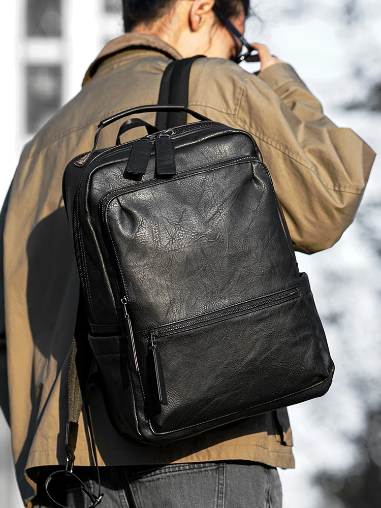Retro Men's Backpack Large Capacity Computer Bag Casual Travel Bag Student Bookbag Trendy Korean Version Comfortable Commuting