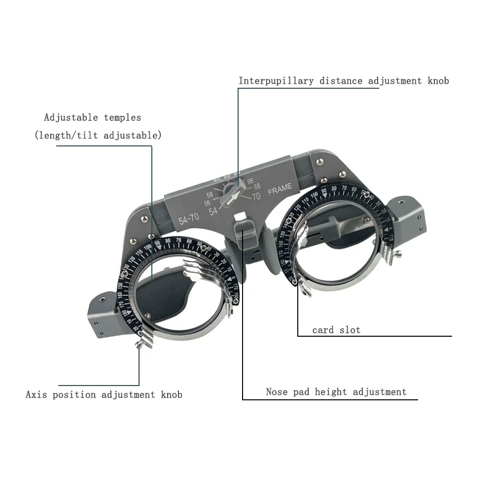 High Quality Ophthalmic Trial Frame Titanium Material Adjustable PD 54-70mm STF-5470