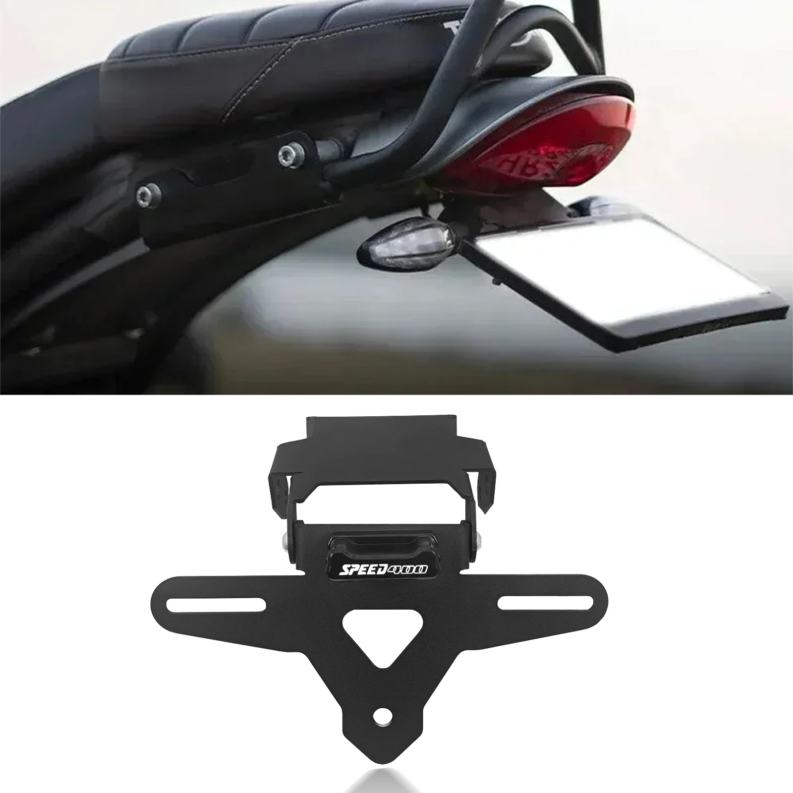 For Speed 400 scrambler400x Scrambler 400 X Motorcycle Accessories  LED License Plate Frame License Plate Holder LED