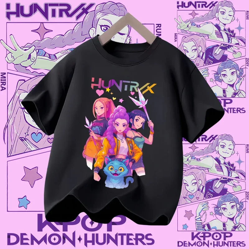 Kpop Demon Hunters Parent Child Halloween Kpop Demon Hunters TShirt Harajuku Casual Fashion Cotton Kid's Tshirt Cosplay Clothing image 3