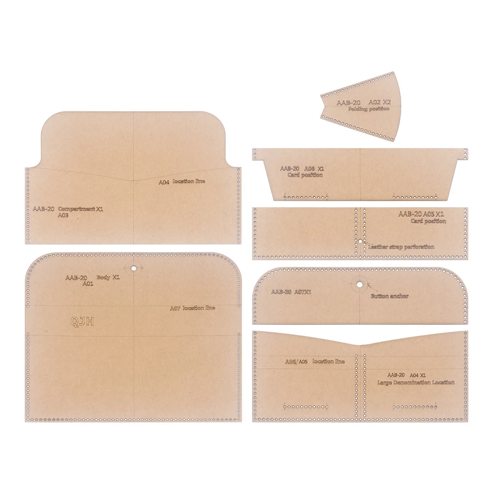 DIY Wallet Kraft Paper Stencil, Quilting Paper Design Pattern for Making Leather Flip Long Hand-held Wallet/ Leather Storage Bag