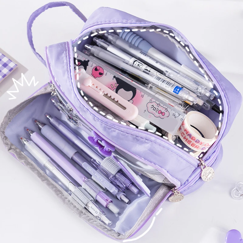 Macaron Pencil Case Double layer Large Capacity pencil bag Cute Back to School Stationery Supplies Schools & Offices