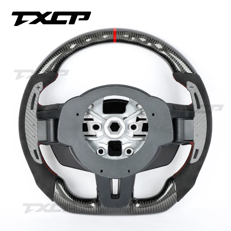 

For Ford 2015-2023 Mustang Car Interior Accessories Steering Wheel Carbon Fiber Magnetic Shift Paddles
