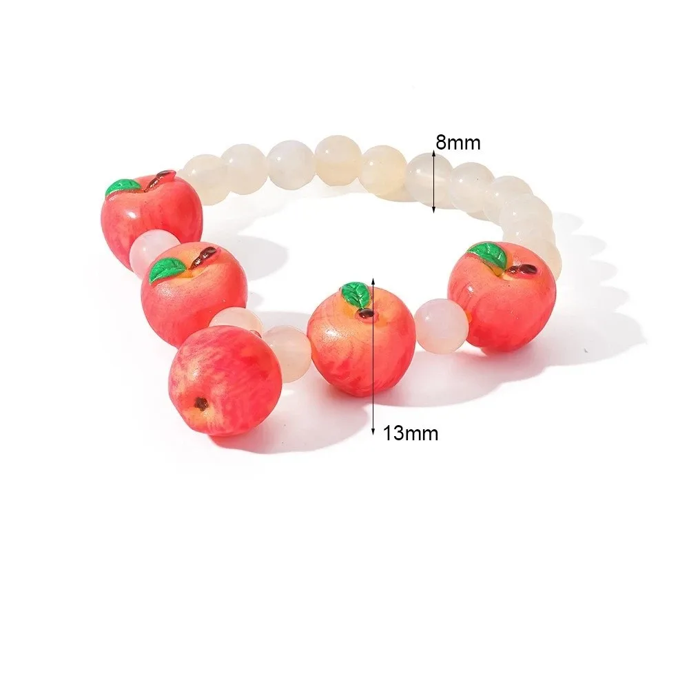Cute 3D Fruit Acrylic Bracelet Simulated Niche Style Elastic Cord Bracelet Stackable Funny Summer Bohemian Jewelry for Women