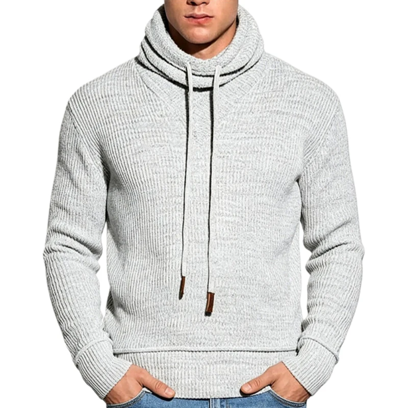 Herrenbekleidung Rollkragenpullover, Strickpullover mit hohem Kragen, lockerer Schnitt, warm, langärmelig, Strickware, Winter, Freizeitpullover, Oberteil, Streetwear – Detail 3