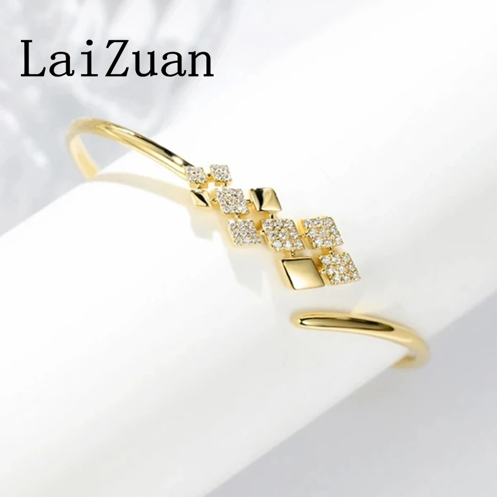 LaiZuan Solid 14K AU585 Yellow Gold H/SI Natural Diamond Bracelet For Women Wedding Engagement Fine Jewelry Minimalist Precious