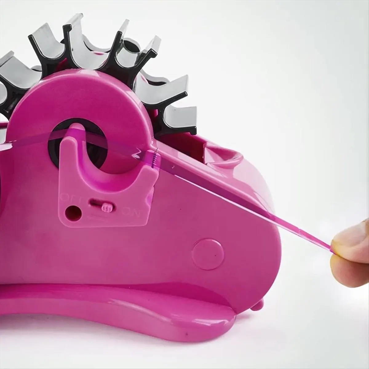 Latest ABBQ-Pink Heat Tape Dispenser with Pen Slot Semi-Automatic Desk 3/4Inch Sublimation Tape Dispenser Cut, for Warehouse