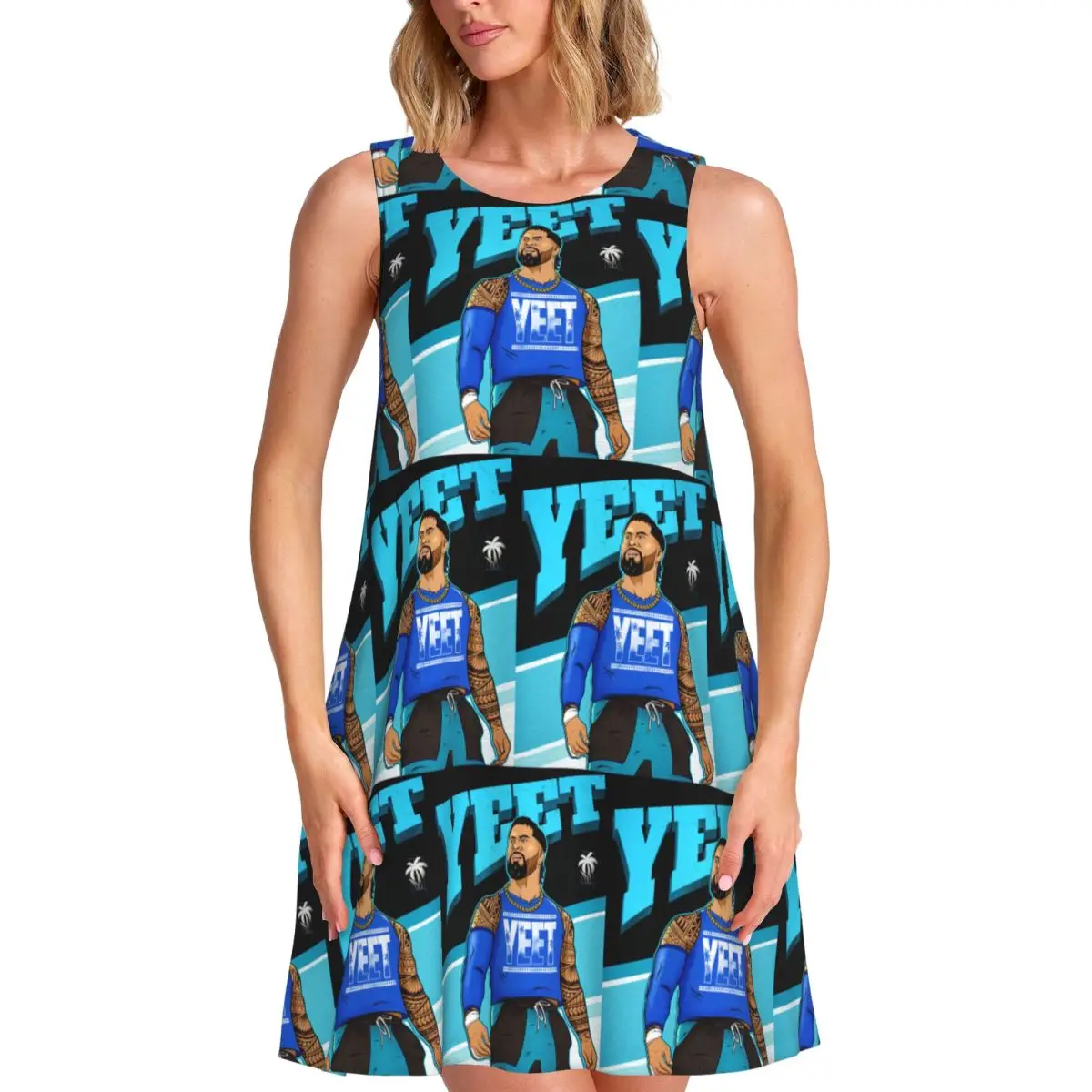 

Женское платье без рукавов Jey Uso Yeet Classics, популярное винтажное женское платье с 3D принтом для отпуска, путешествий, пляжные платья без рукавов, платье