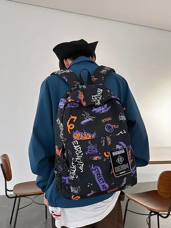 Neue koreanische Version Schult asche für Schüler der Mittel-und Oberstufe, trend iger cooler Harajuku-Rucksack, Graffiti-Rucksack im Ins-Stil